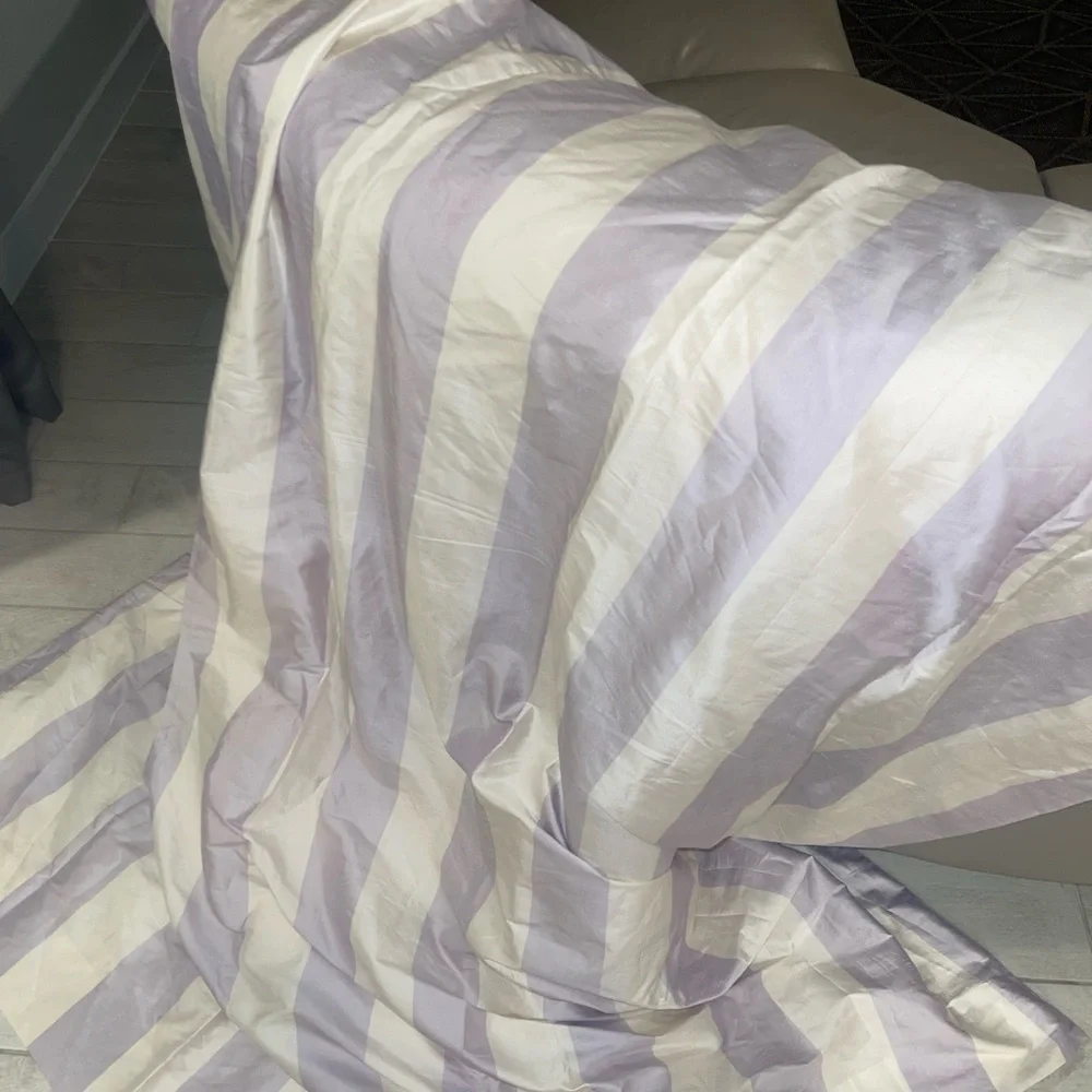 2 Pottery Barn Kids Lilac Stripe 100% Silk dupioni curtain panels